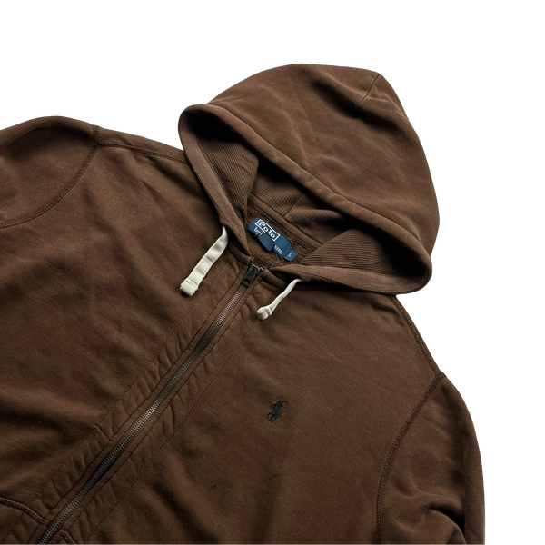 Ralph Lauren Brown Cotton Zipped Hoodie - Large