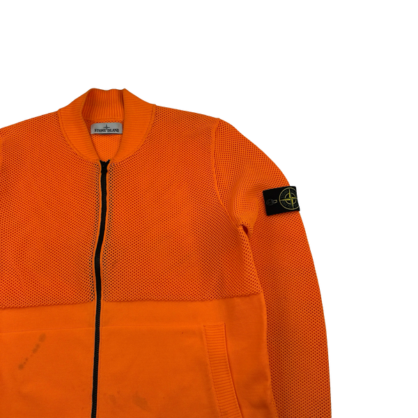 Stone Island 2019 Neon Orange Lightweight Knitted Zipped Bomber - XL