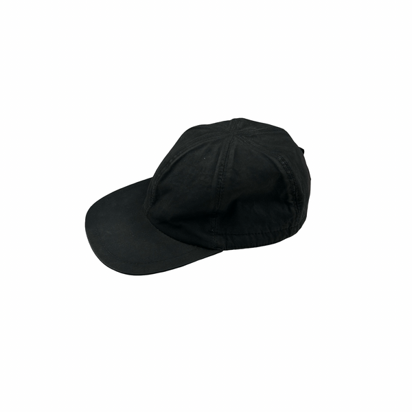 Stone Island 2003 Vintage Black Cotton Blend Spellout Cap - Large