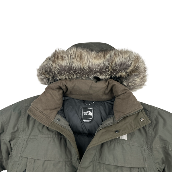North Face Khaki Hyvent Fur Hood Down Filled Parka Jacket - XS