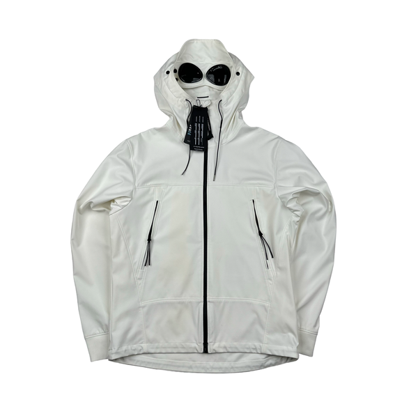 CP Company White Soft Shell Goggle Jacket - Medium