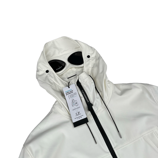 CP Company White Soft Shell Goggle Jacket - XS