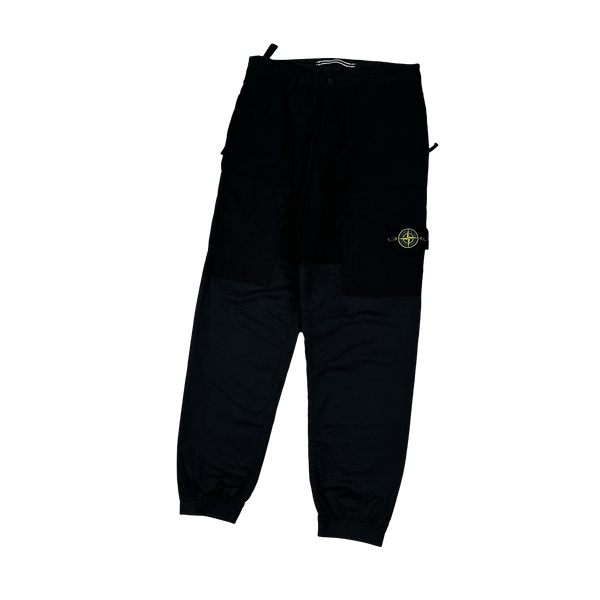 Stone Island 2020 Mussola Panel Black Cargo Trousers - 30"
