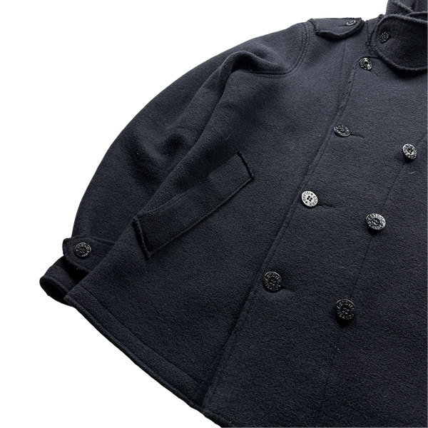 Stone Island Navy 2012 Wool Double Breasted Pea Coat - Medium