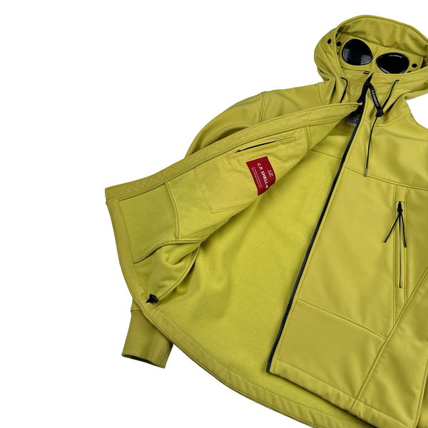 CP Company Olive Soft Shell R Goggle Hooded Zipped Jacket - Small