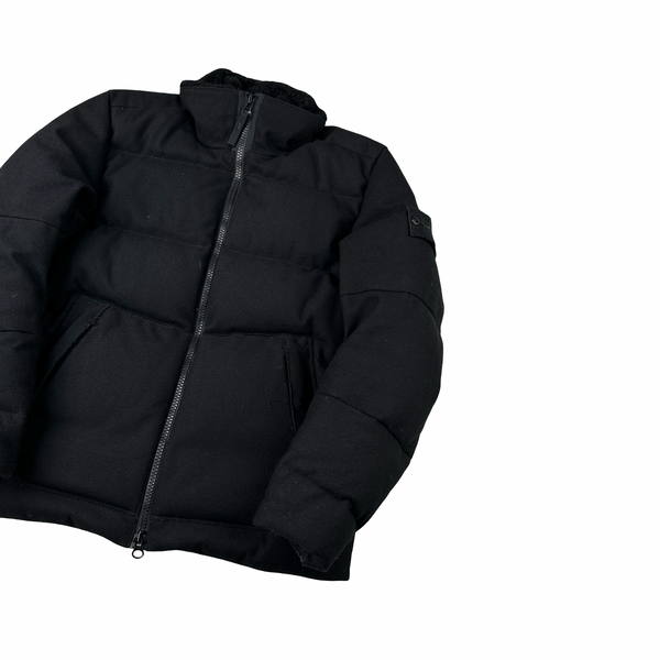 Stone Island 2021 Black Shearling Neck SW 3L Down Filled Ghost Puffer - Small