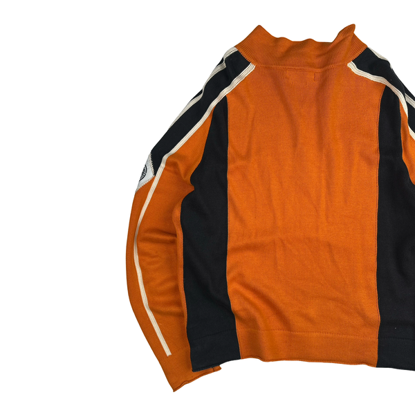 Stone Island 2004 Orange Cotton Knit Compass Quarter Zip Jumper - Medium