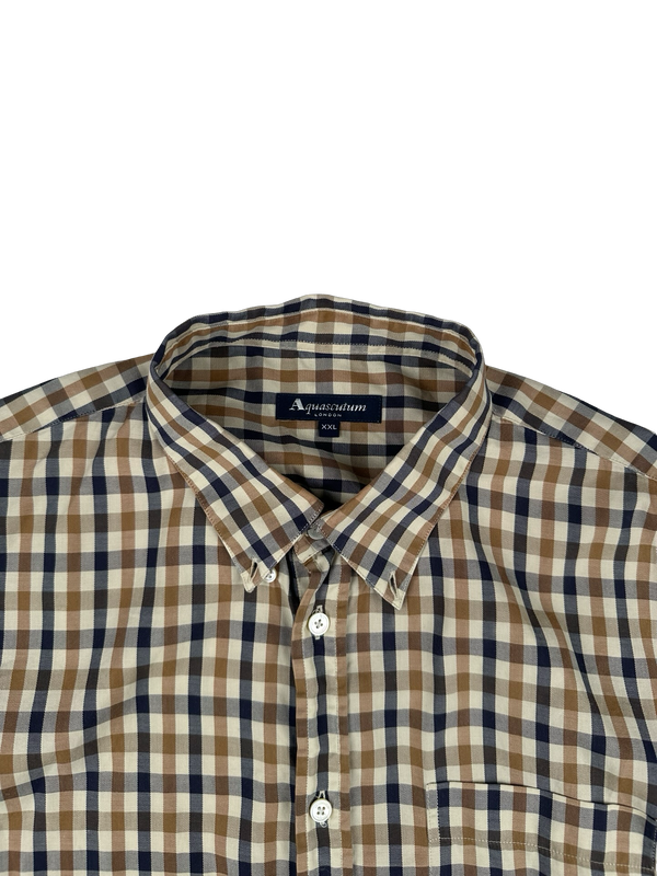 Aquascutum Classic Nova Checked Short Sleeve Shirt - XL