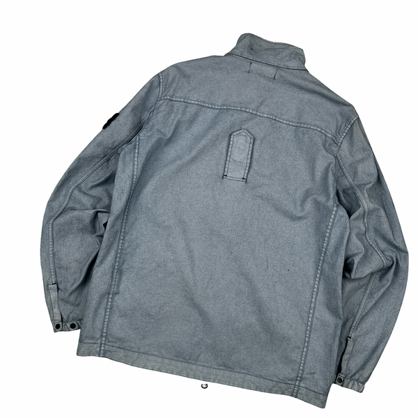Stone Island 2019 Canvas Placcato Washed Blue Jacket - Medium