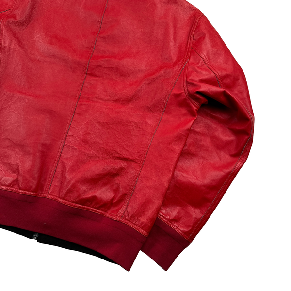 Stone Island 2010 Rare Crimson Red Leather Reversable Jacket - XL