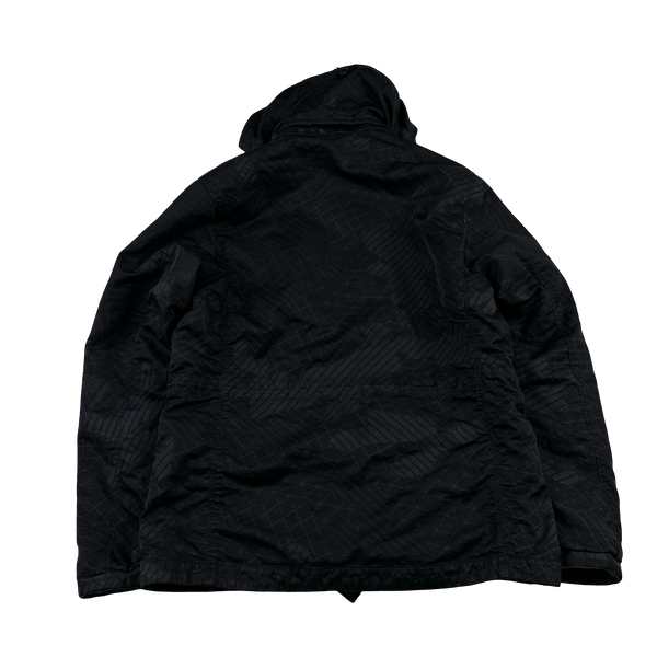 CP Company Black M Bossed Quilted Goggle Jacket - Medium