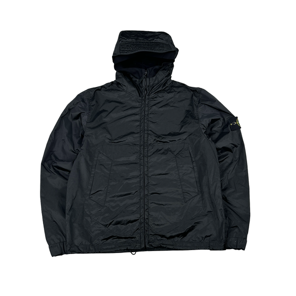 Stone Island 2007 Black Nylon Metal Hooded Jacket - Medium