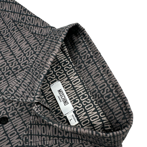 Moschino Grey Monogram Buttoned Shirt - Large