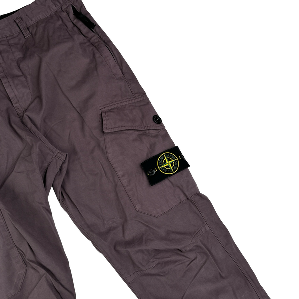 Stone Island 2021 Purple Thick Cotton Cargo Trousers - 30"