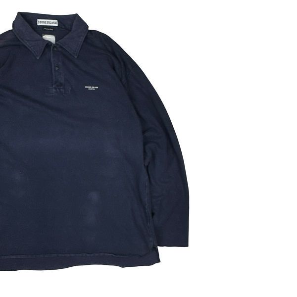 Stone Island Marina 1995 Vintage Cotton Long Sleeve Polo Shirt - XL