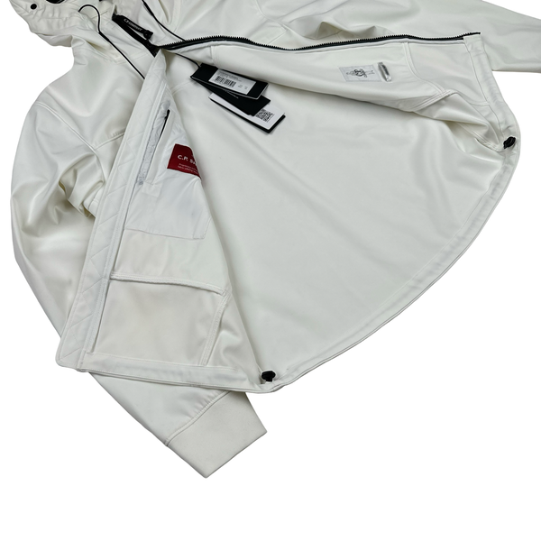 CP Company White Soft Shell Goggle Jacket - Medium
