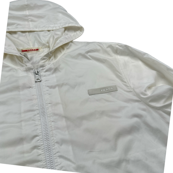 Prada White Nylon Ripstop Lightweight Jacket - XL