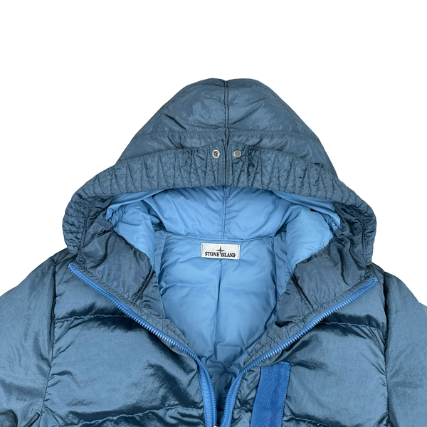 Stone Island 2022 Baby Blue Nylon Metal Econyl Down Puffer Jacket - Large