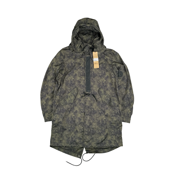 Ten C Lightweight Lizard Camo Long Hooded Parka Jacket - Large