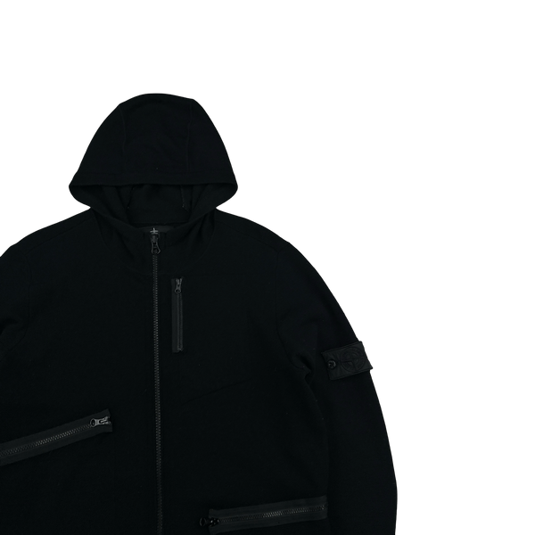 Stone Island 2017 Black Knit Wool Shadow Project Hoodie - Large