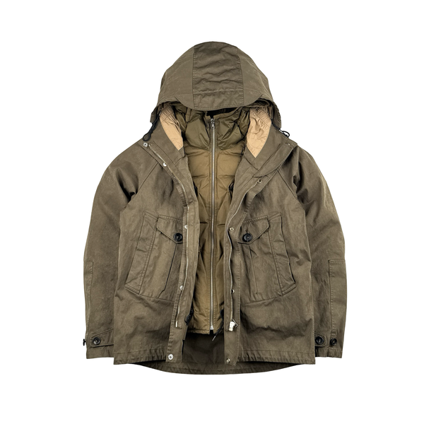 Ten C Khaki Multi Pocket Tempest Anorak Down Lined 2 in 1 Jacket - XL