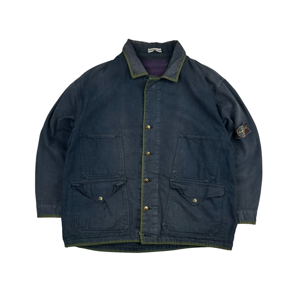 Stone Island 1987 Spellout Denim Carpenter Vintage Jacket - Large