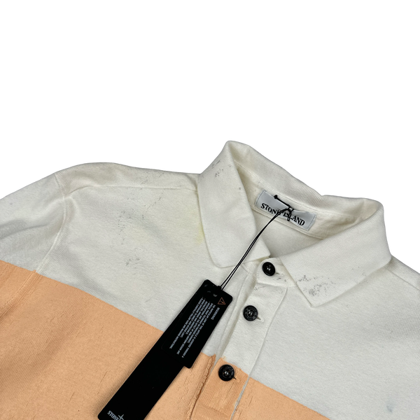 Stone Island 2018 Long Sleeve Thick Cotton Printed Polo Shirt - Large