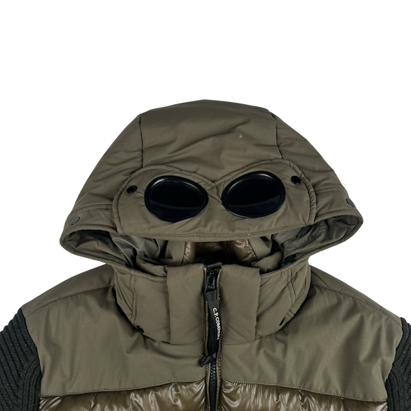 CP Company Khaki Hybrid Padded DD Shell Knit Jacket - Large