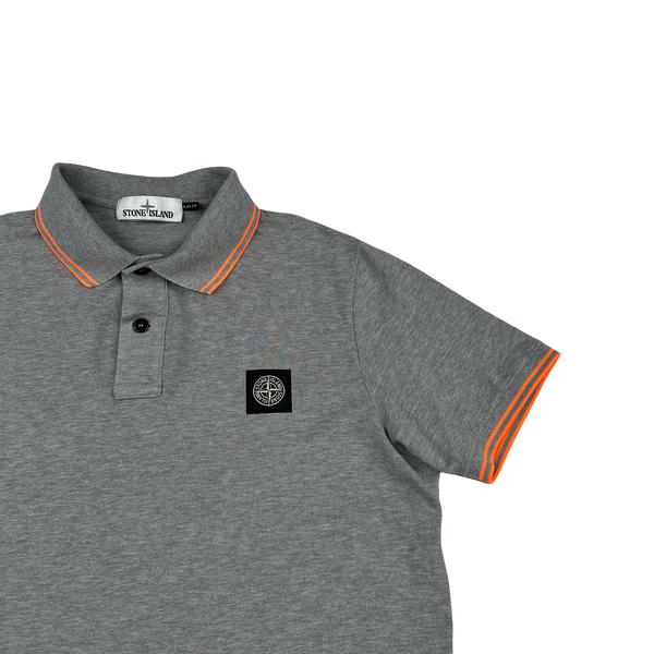 Stone Island 2018 Grey Orange Piped Polo Shirt - Large