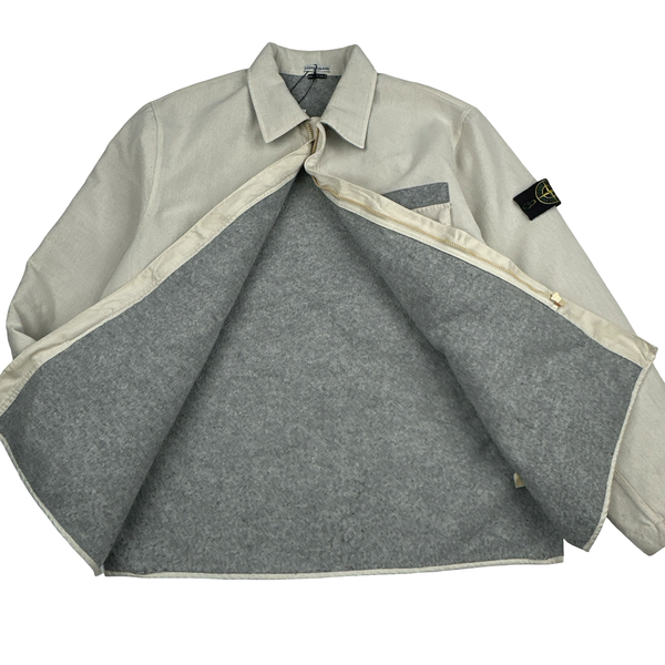 Stone Island 2003 Cream Heavyweight Lined Cotton Chore Jacket - XXL
