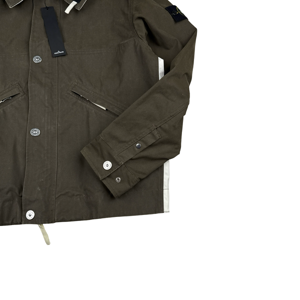 Stone Island 2025 Tela Resinata Spellout Hood Bomber Jacket - Medium