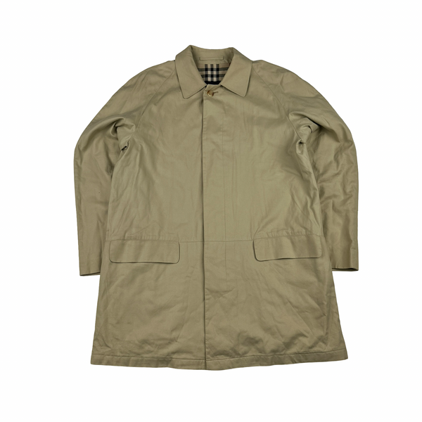 Burberry Nova Check Lined Tan Trench Coat - Large