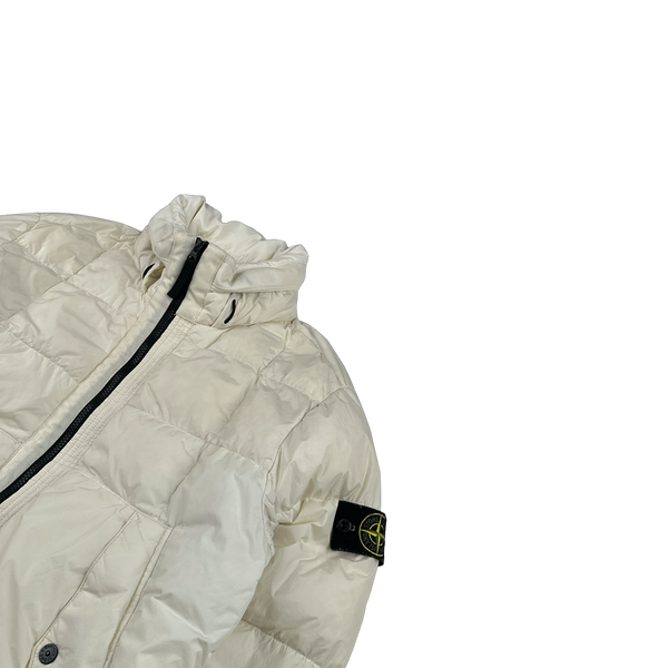 Stone Island 2018 White Garment Dyed Crinkle Reps Puffer Jacket - Small