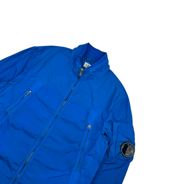 CP Company Blue Chrome Lens Viewer Nylon Bomber Jacket - Large