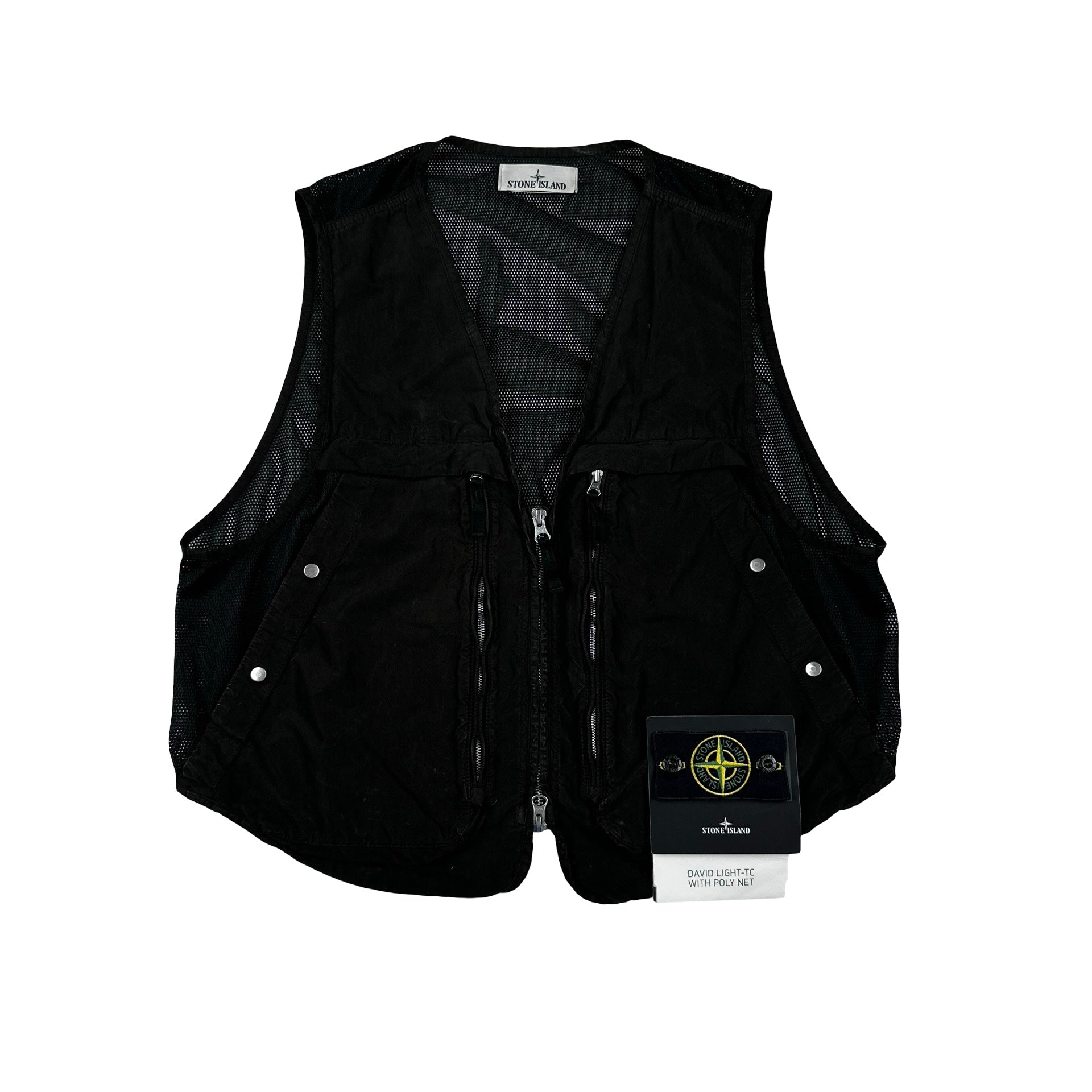 Stone Island 2024 Black David Light-TC Poly Net Gilet - Small