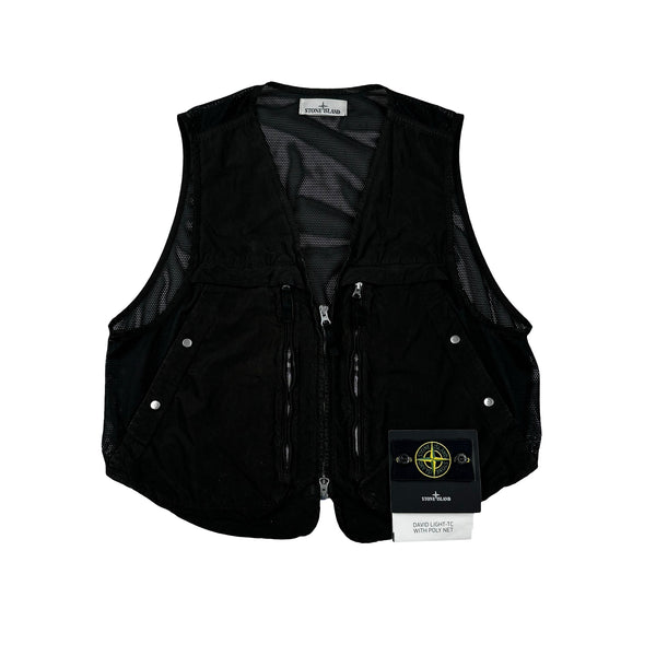 Stone Island 2024 Black David Light-TC Poly Net Gilet - Small