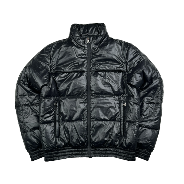 Prada Black Nylon Down Padded Bomber Jacket - Large