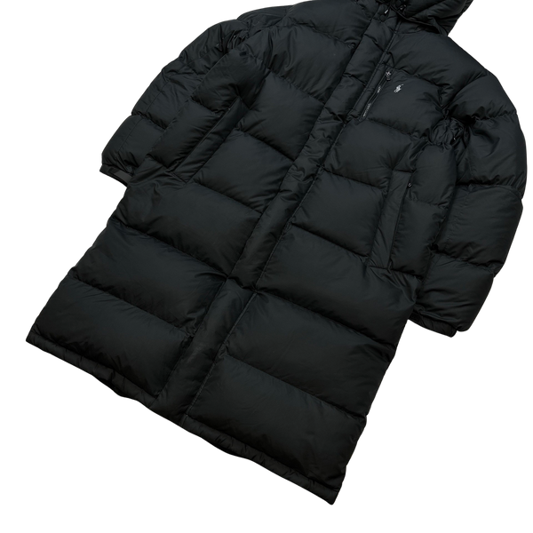 Ralph Lauren Black Padded Down Long Hooded Puffer Jacket - Medium