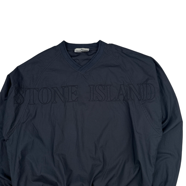 Stone Island 2023 Navy Light Cotton Tela Spellout Pullover - Medium
