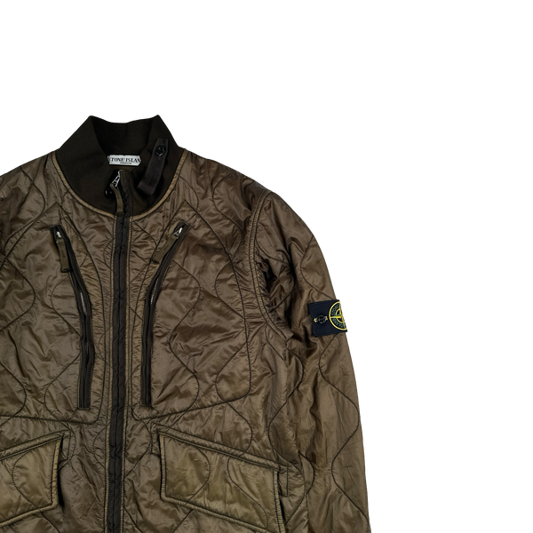Stone Island 2007 Khaki Quilted Padded Bomber Jacket - Large