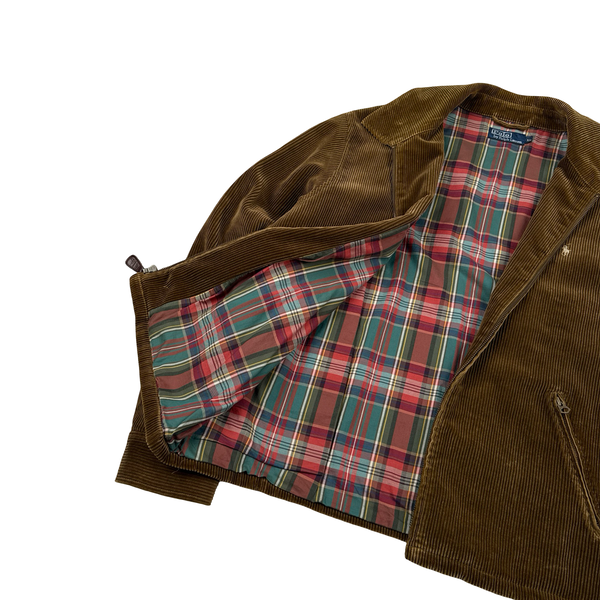 Ralph Lauren Brown Corduroy Cotton Lined Zipped Jacket - XL