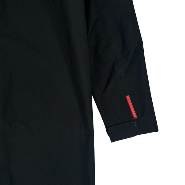 Prada Black Red Tab Long Goretex Zipped Jacket - XL