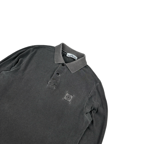 Stone Island 2016 Grey Cotton Slim Fit Longsleeve Polo - Small