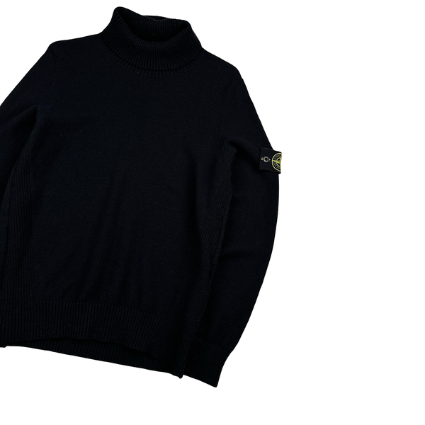 Stone Island 2015 Black Turtle Neck Knit Jumper - Small
