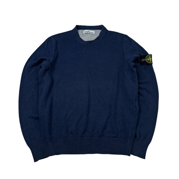 Stone Island Navy Cotton Lightweight Knit - Small