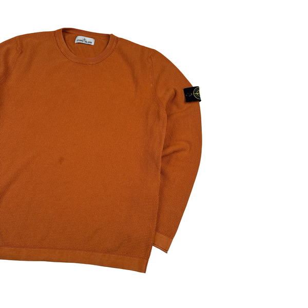 Stone Island Orange Fine Knit Crewneck Jumper - XL