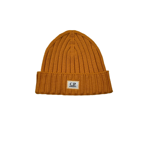 CP Company Orange Merino Wool Patch Beanie