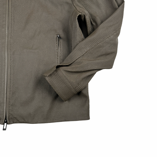 Emporio Armani Zip Up Lamb Lattice Leather Jacket - Large