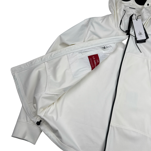 CP Company White Soft Shell R Goggle Hooded Zipped Jacket - XXL