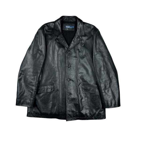 Ralph Lauren Wool Lined Heavyweight Leather Jacket - Large